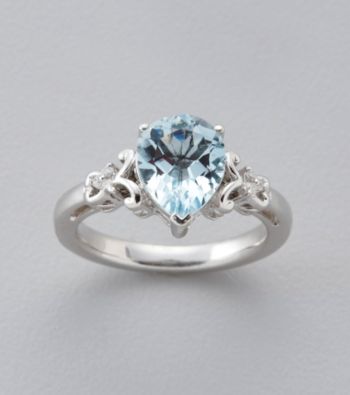 Aquamarine & .03 ct. t.w. Diamond Ring in Sterling Silver and 14K Gold