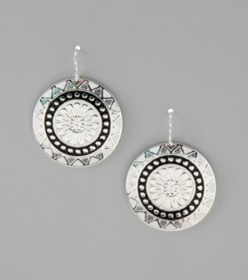Studio Works® Black/White/Silvertone Disc Drop Earrings