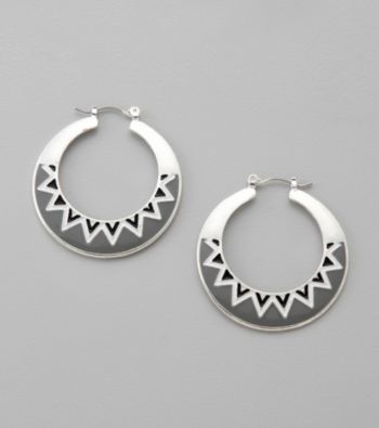 Studio Works® Black/White/Silvertone Click-It Hoop Earrings