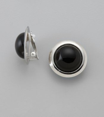 Studio Works® Clip Black/White/Silvertone Button Earrings