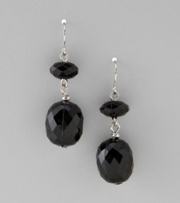 Studio Works® Black/White/Silvertone Two Bead Drop Earrings