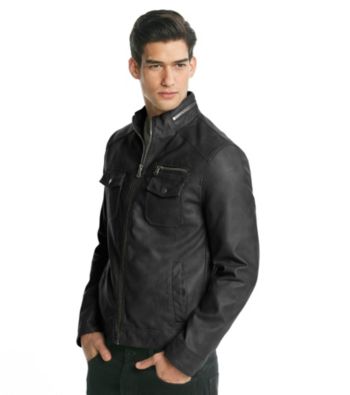 Kenneth Cole REACTION® Men's Black Faux Leather Jacket