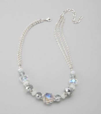 BT-Jeweled Grey Faceted Bead Necklace