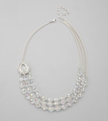 BT- Jeweled Grey Three Row Beaded Necklace