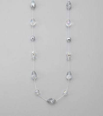 BT-Jeweled Grey Long Tin Cup Necklace