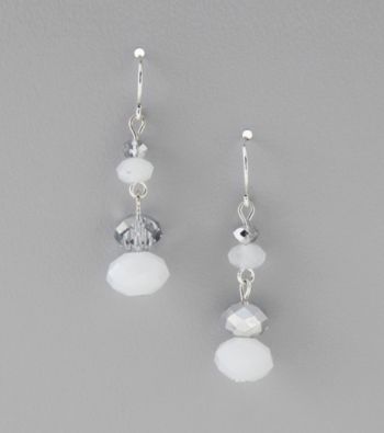BT-Jeweled Grey Drop Frost and Mirror Beaded Earrings