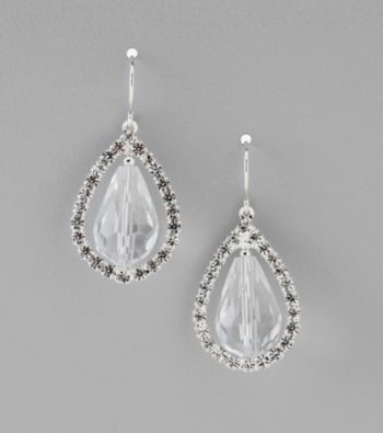 BT-Jeweled Faceted Clear Crystal Teardrop Earrings