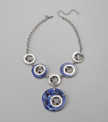 Laura Ashley® Blue and Grey Hammered Metal Necklace