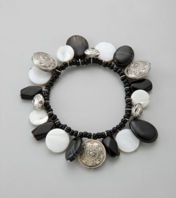 Laura Ashley® Black Onyx Shaky Beaded Stretch Bracelet