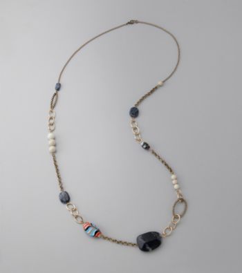 Laura Ashley® Goldtone Long Chain Link Beaded Necklace
