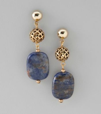 Laura Ashley® Goldtone with Blue Stone Drop Earrings
