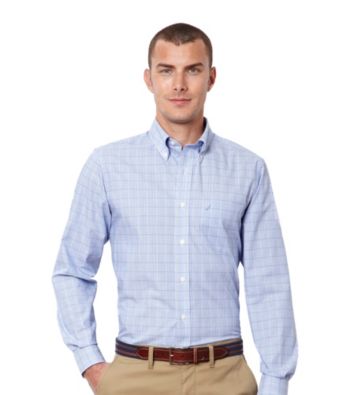 Nautica® Men's French Blue Long Sleeve Glenplaid Woven
