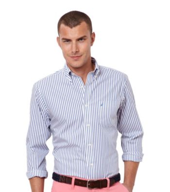 Nautica® Men's French Blue Long Sleeve Stripe Woven