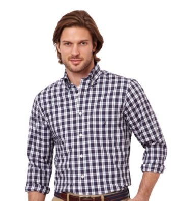 Nautica® Men's Navy Long Sleeve Multi-Plaid Woven