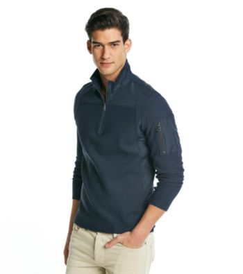 Calvin Klein Men's Atlantic Blue Long Sleeve Quarter Zip Jaquard Rib Knit