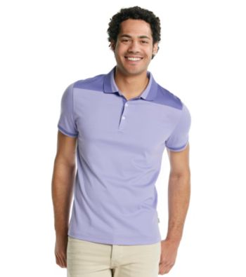 Calvin Klein Men's Madras Purple Short Sleeve Engineered Liquid Interlock Polo