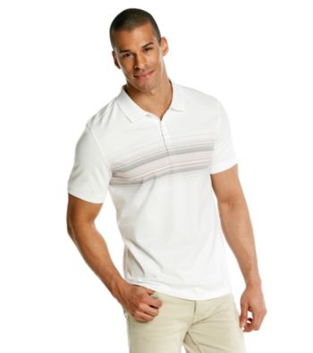 Calvin Klein Men's White Short Sleeve Jersey Stripe Polo