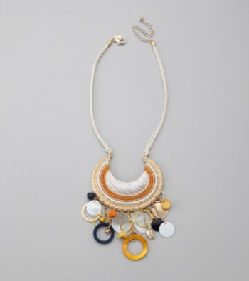 Laura Ashley® Microsuede Beaded Large Pendant Necklace