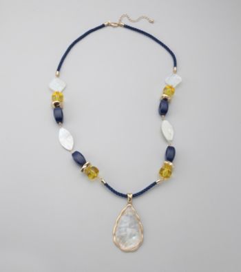 Laura Ashley® Roped Necklace with Beaded Accents and Teardrop Pendant Piece
