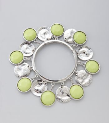 Relativity® Lime/Silvertone Shaky Neon Stretch Bracelet