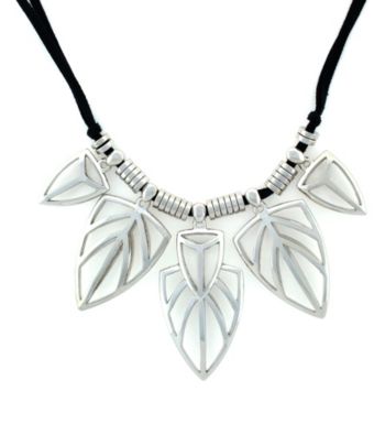 Jessica Simpson Black Cord and Silvertone Collar Necklace