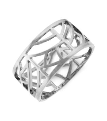 Jessica Simpson Silvertone Open Work Hinge Cuff