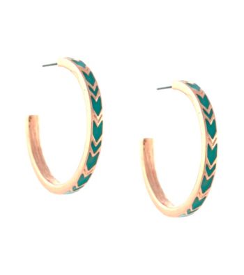 BCBGeneration™ Rose Goldtone and Blue Chevron Hoop Earrings