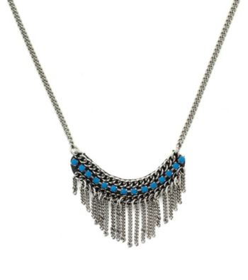BCBGeneration™ Flirty Fringe Blue Stone Frontal Necklace