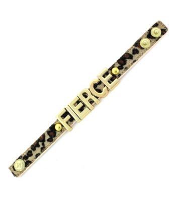 BCBGeneration™ Ivory Leopard and Goldtone Fierce Affirmation Bracelet