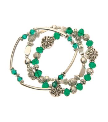 L&J Accessories Three Row Blue Multiple Glass Stretch Bracelets