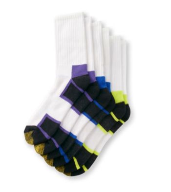 GOLDTOE® Men's Purple/Lime/Blue Cushioned Cotton 3-Pack Crew Socks