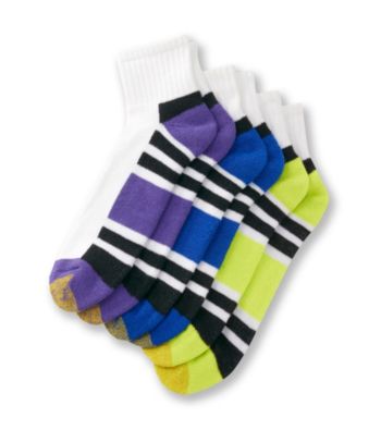 GOLDTOE® Men's Purple/Lime/Blue Cushioned Cotton 3-Pack Quarter Socks