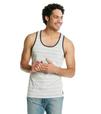 Mambo® Men's White Stripe Short Sleeve Stripe Tank Top