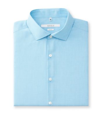Perry Ellis Portfolio® Men's Azzure Long Sleeve Slim Fit Mini Check Pattern Dress Shirt
