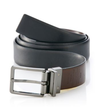 Perry Ellis Portfolio® Men's Black Saffiano Reversible Leather Belt