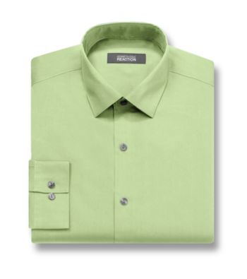 Kenneth Cole REACTION® Men's Chartreuse Green Long Sleeve Slim Fit Solid Dress Shirt