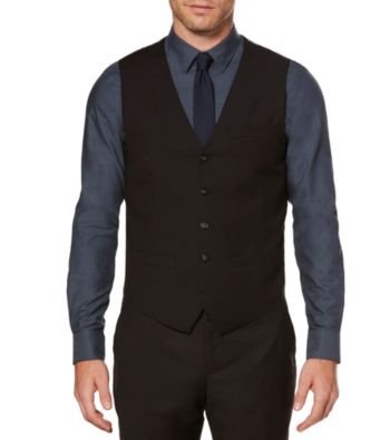 Perry Ellis® Men's Black Viscose Solid Color Vest