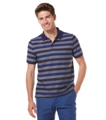 Perry Ellis® Men's Amalfi Blue Short Sleeve Plaited Striped Polo