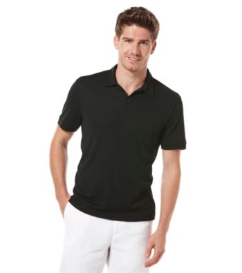 Perry Ellis® Men's Black Short Sleeve Open Collar Polo