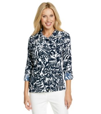 Laura Ashley® Navy Leaf Print Weekend Jacket