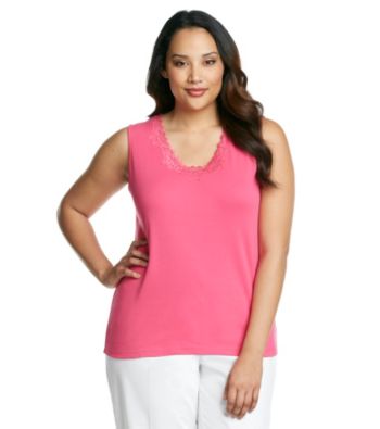 Laura Ashley® Plus Size Lace Trim Tank