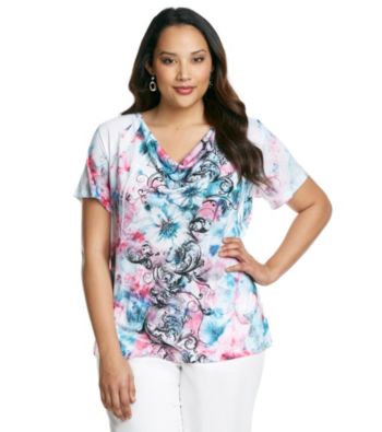 Laura Ashley® Plus Size Watercolor Scroll Sublimation Top