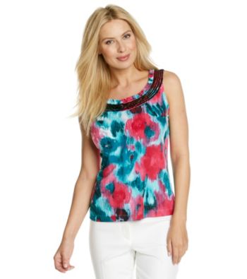 Laura Ashley® Water Garden Sequin Trim Tank
