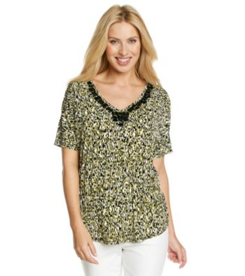 Laura Ashley® Ikat Print Peplum Top