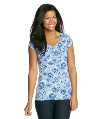 Relativity® Flower Printed Henley Tee