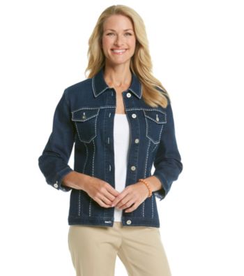 Alfred Dunner® Point Collar Embellished Detail Denim Jacket