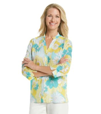 Alfred Dunner® Y-Neckline Button Up Floral Patch Print Shirt