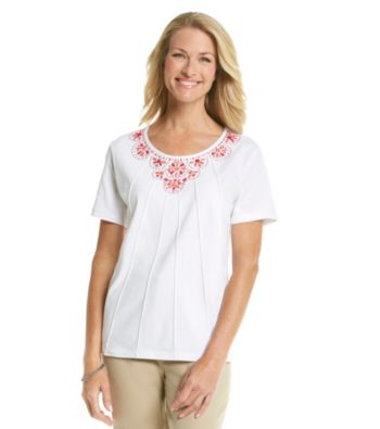 Alfred Dunner® Scoop Neckline Multi Beaded Yoke Shirt