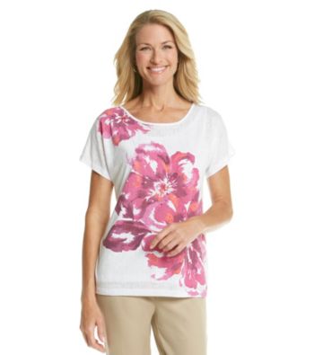 Alfred Dunner® Scoop Neckline Floral Print Shirt