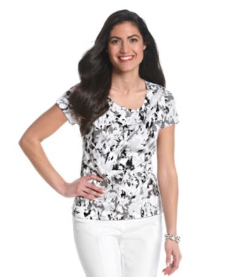Studio Works® Petites' Short Sleeve Henley Knit Top